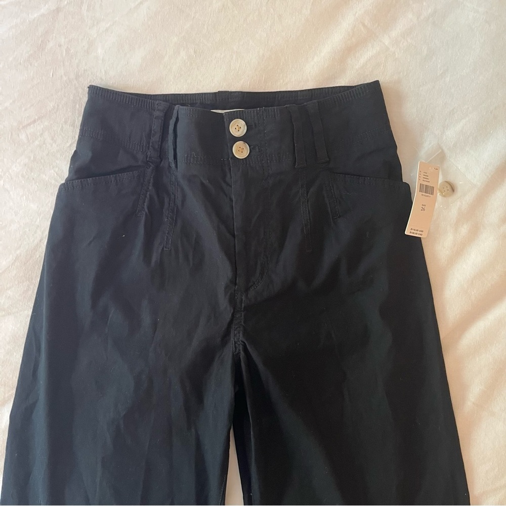 NWT Anthropologie Wide-Leg Cropped Pants - Black, 26 - Picture 2 of 4